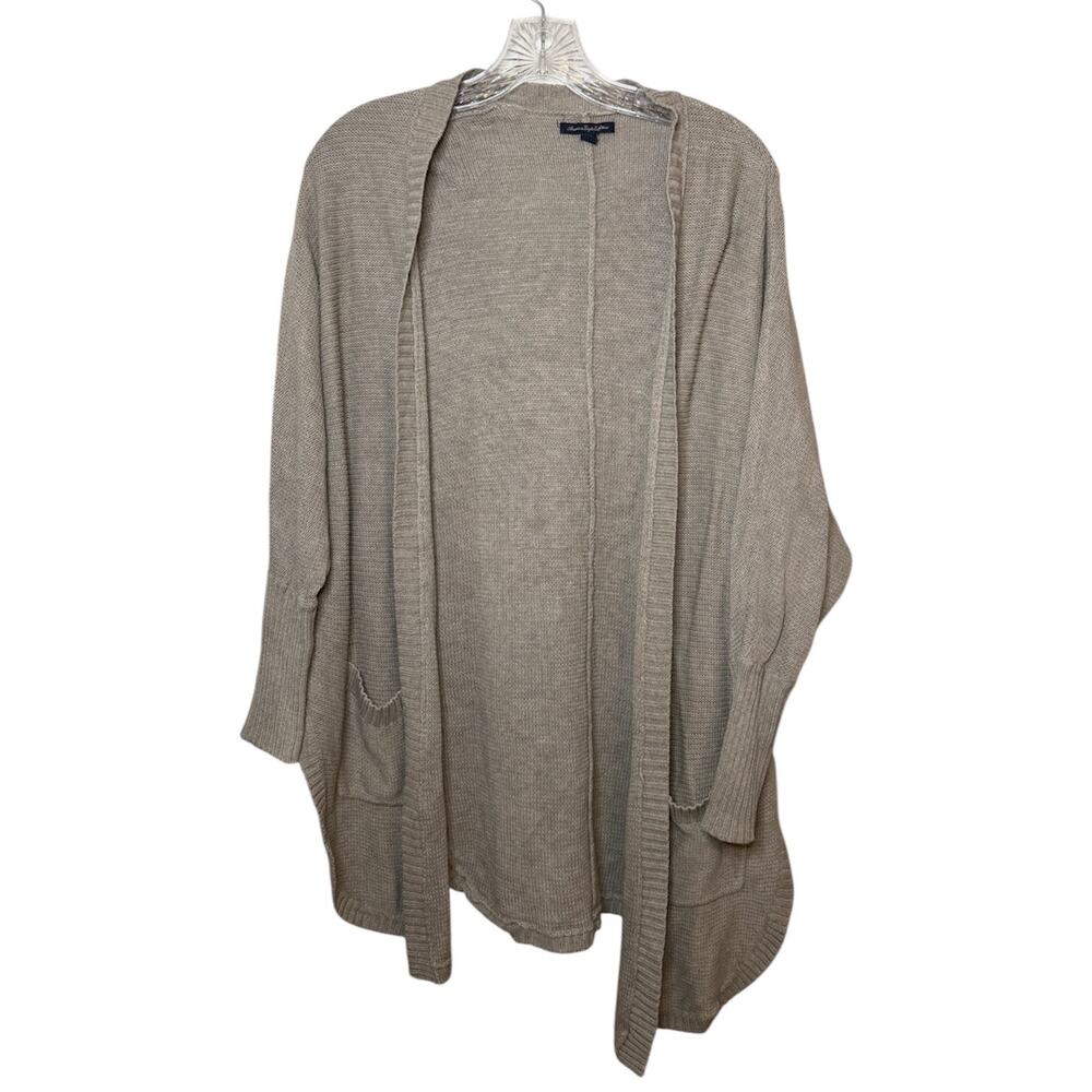 American Eagle Open Front Cardigan Neutral Oversized Cozy Knit Pockets Sz Medium - Picture 2 of 5